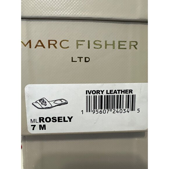 Marc Fisher Rosely NEW in box ivory leather with silvertone chain sz 7M sandals - Picture 7 of 7